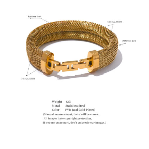 Texture Statement Wide Bracelet Silver - Image 2