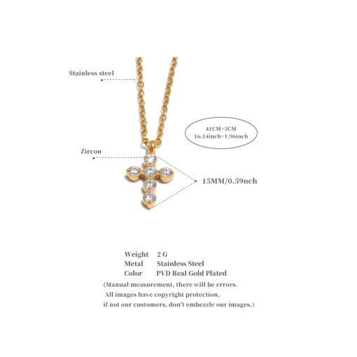 Cross Shiny Pendant Necklace Silver - Image 3