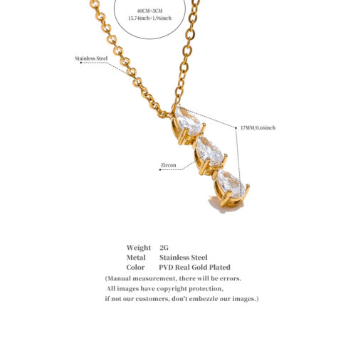 Water Drop Collar Necklace Gold - Image 3
