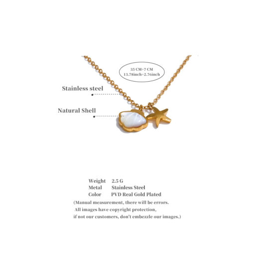 Thicker Natural Shell Starfish Pendant Necklace - Image 3