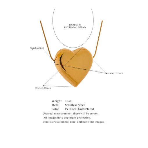 Heart Pendant Necklace Gold - Image 3