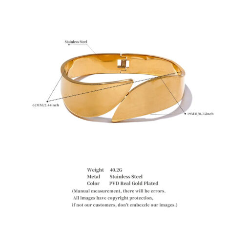 Wide Geometric Bracelet Gold - Image 3
