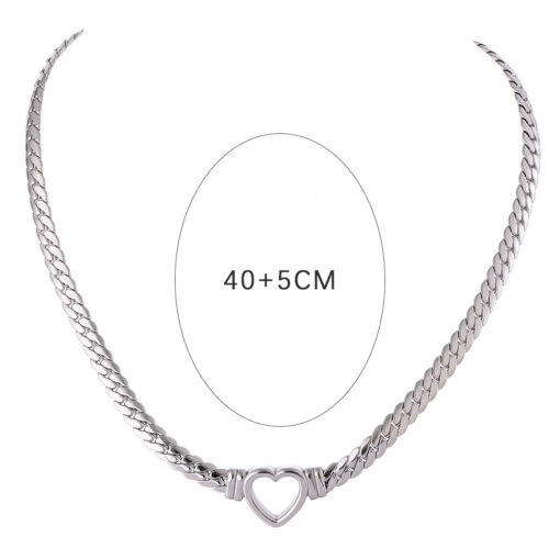 Heart Chain Necklace Silver