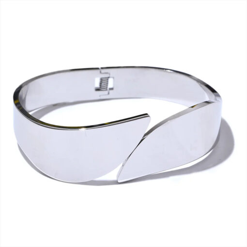 Wide Geometric Bracelet Silver
