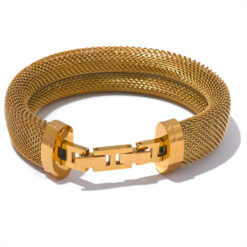 Texture Statement Wide Bracelet Gold