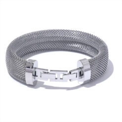 Texture Statement Wide Bracelet Silver
