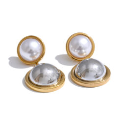 Pearl Round Daily Drop Earrings Silver