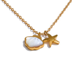 Thicker Natural Shell Starfish Pendant Necklace