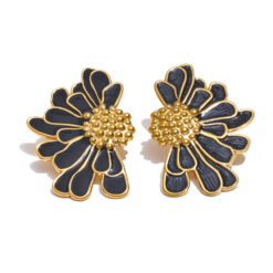 Flower Statement Earrings Black