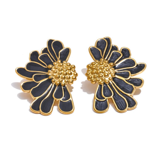 Flower Statement Earrings Black