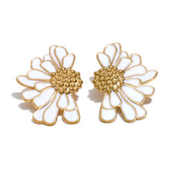 Flower Statement  Earrings White