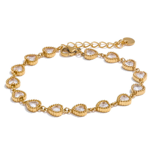 Heart Shiny Waterproof Bracelet Gold