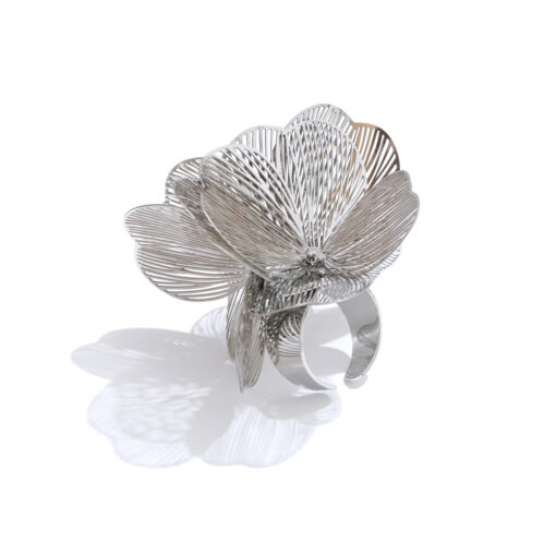 Flower Adjustable Ring Silver