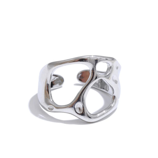 Geometric Hollow Fashion Unusual Open Ring Silver