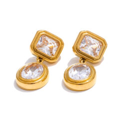 Delicate Square Drop Round Earring